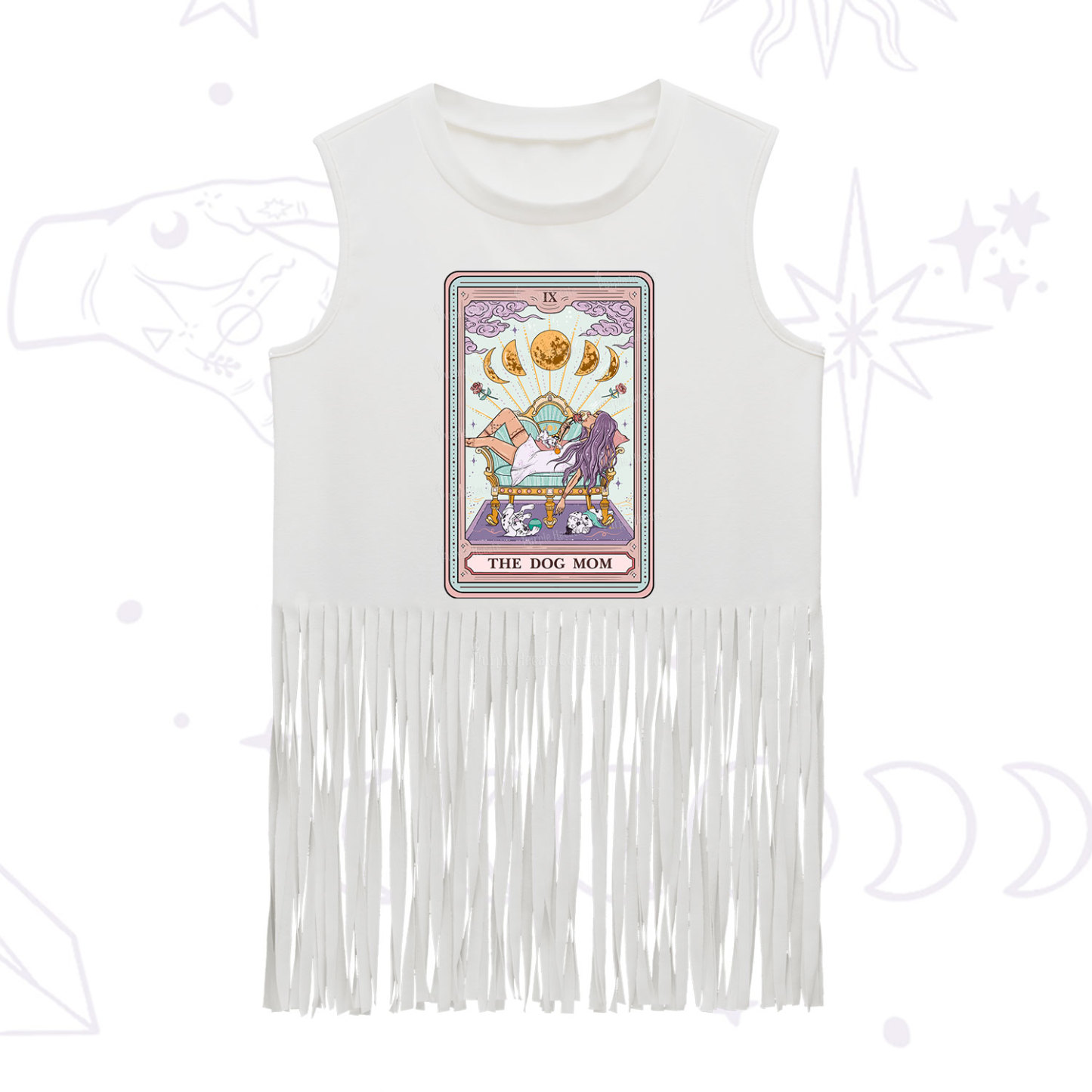 Purplehecate The Dog Mom Tarot Fringe Tank Top
