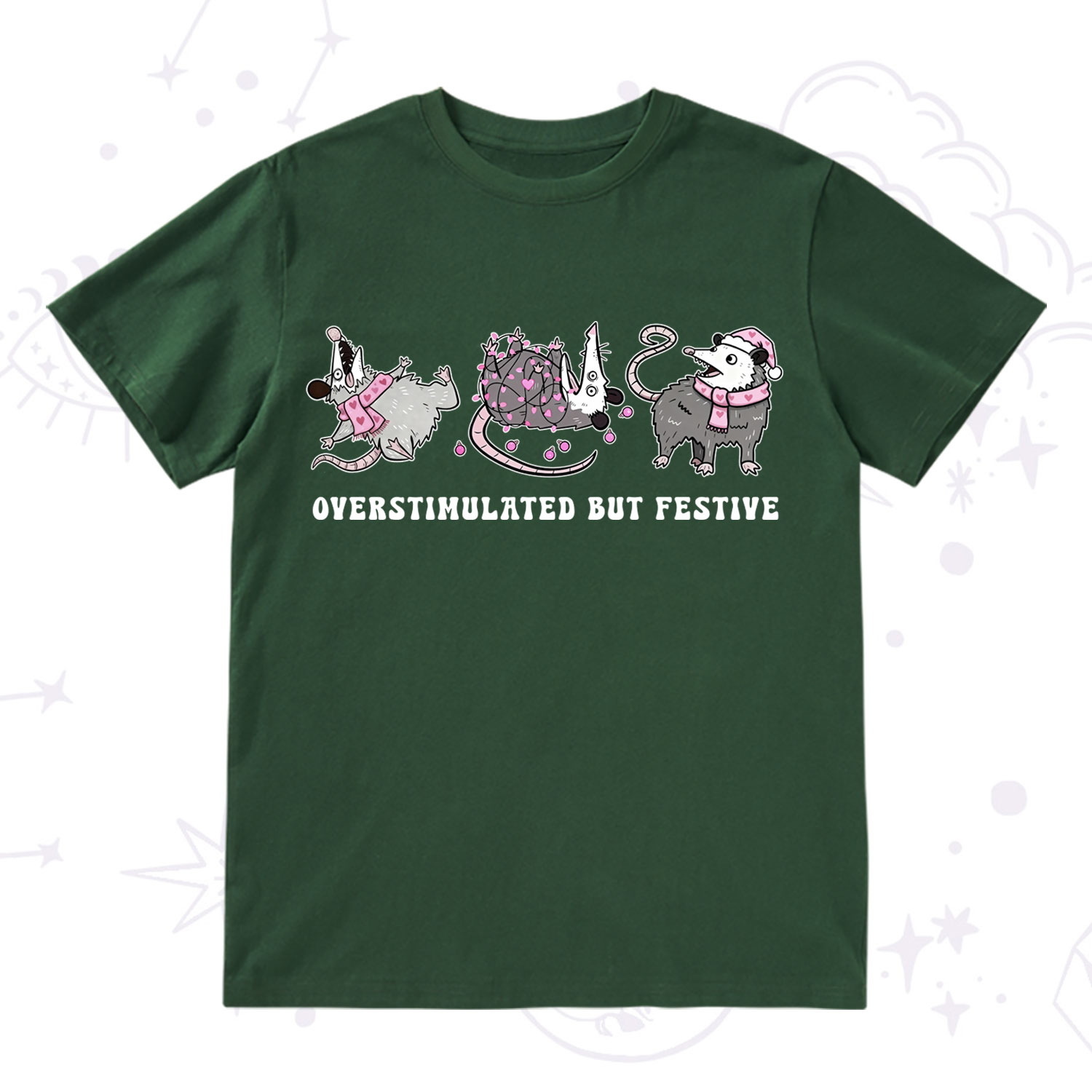 Purplehecate Overstimulated But Festive Possum Valentine T-Shirt