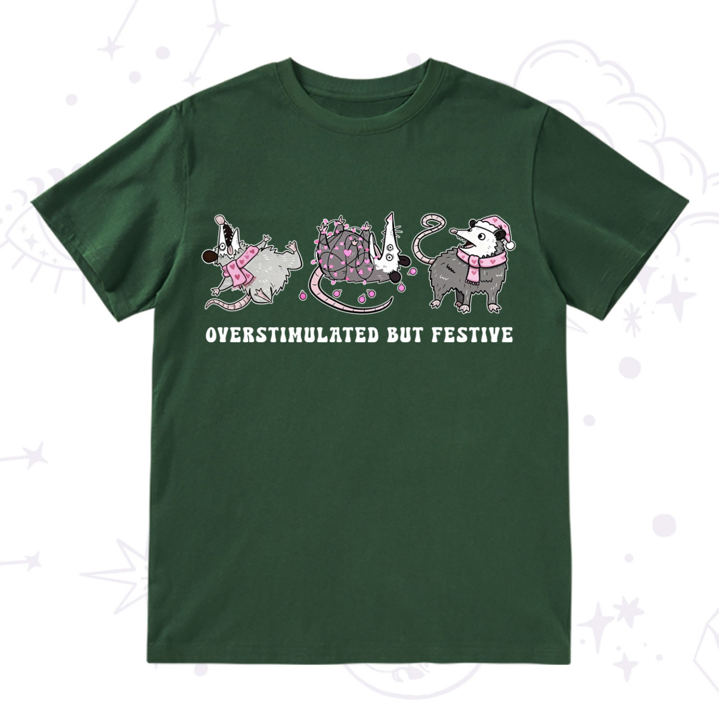 Purplehecate Overstimulated But Festive Possum Valentine T-Shirt