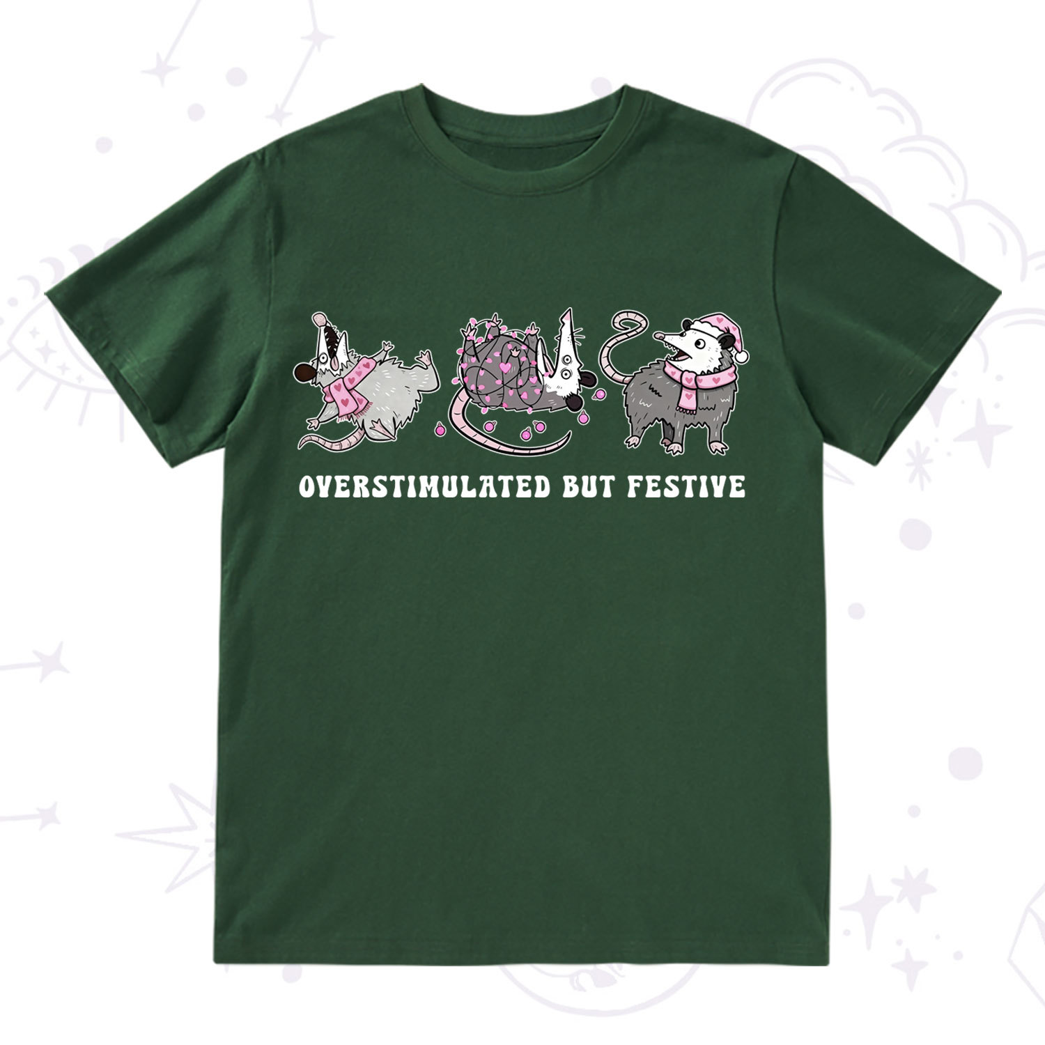 Purplehecate Overstimulated But Festive Possum Valentine T-Shirt