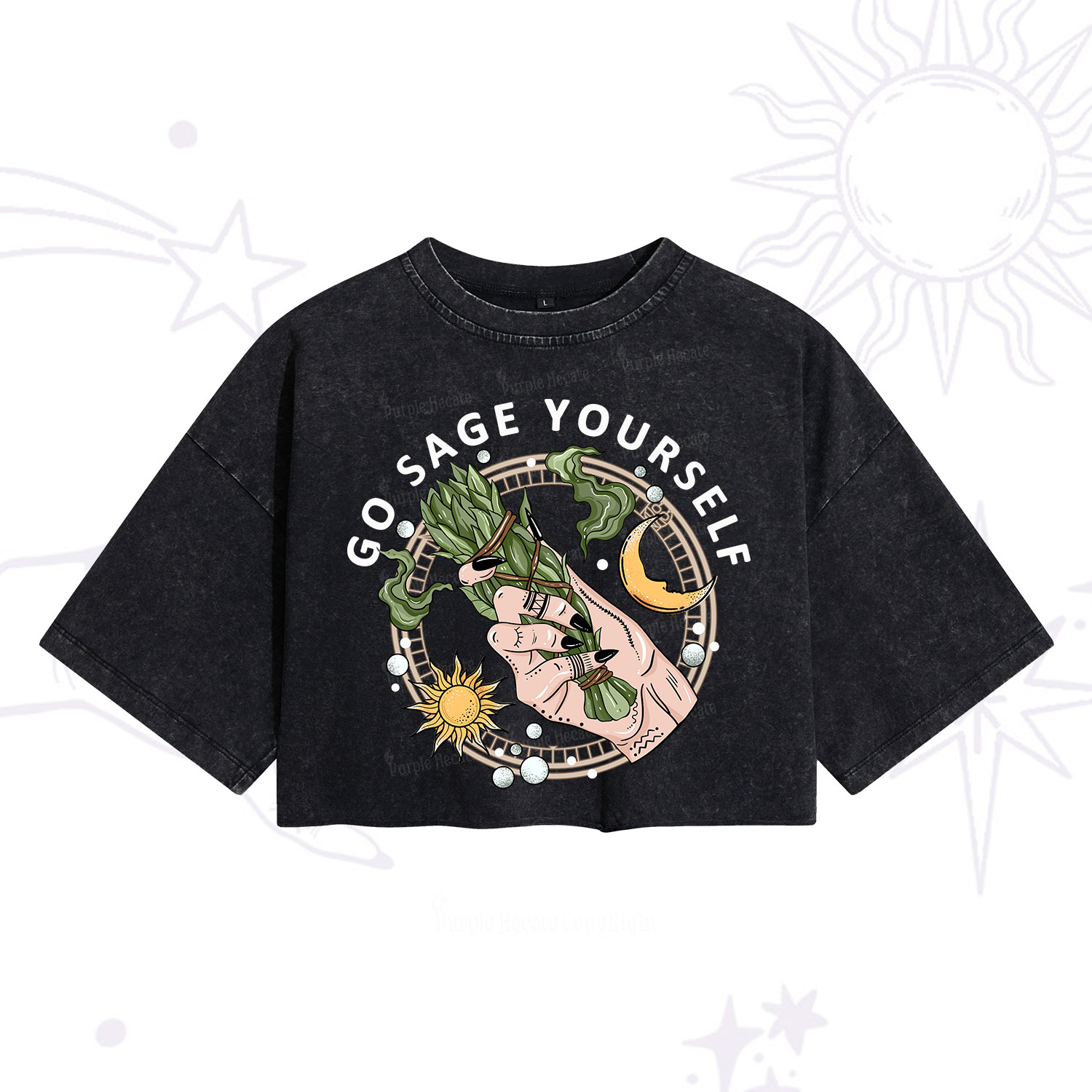 Purplehecate Go Sage Yourself Washed Cropped T-Shirt