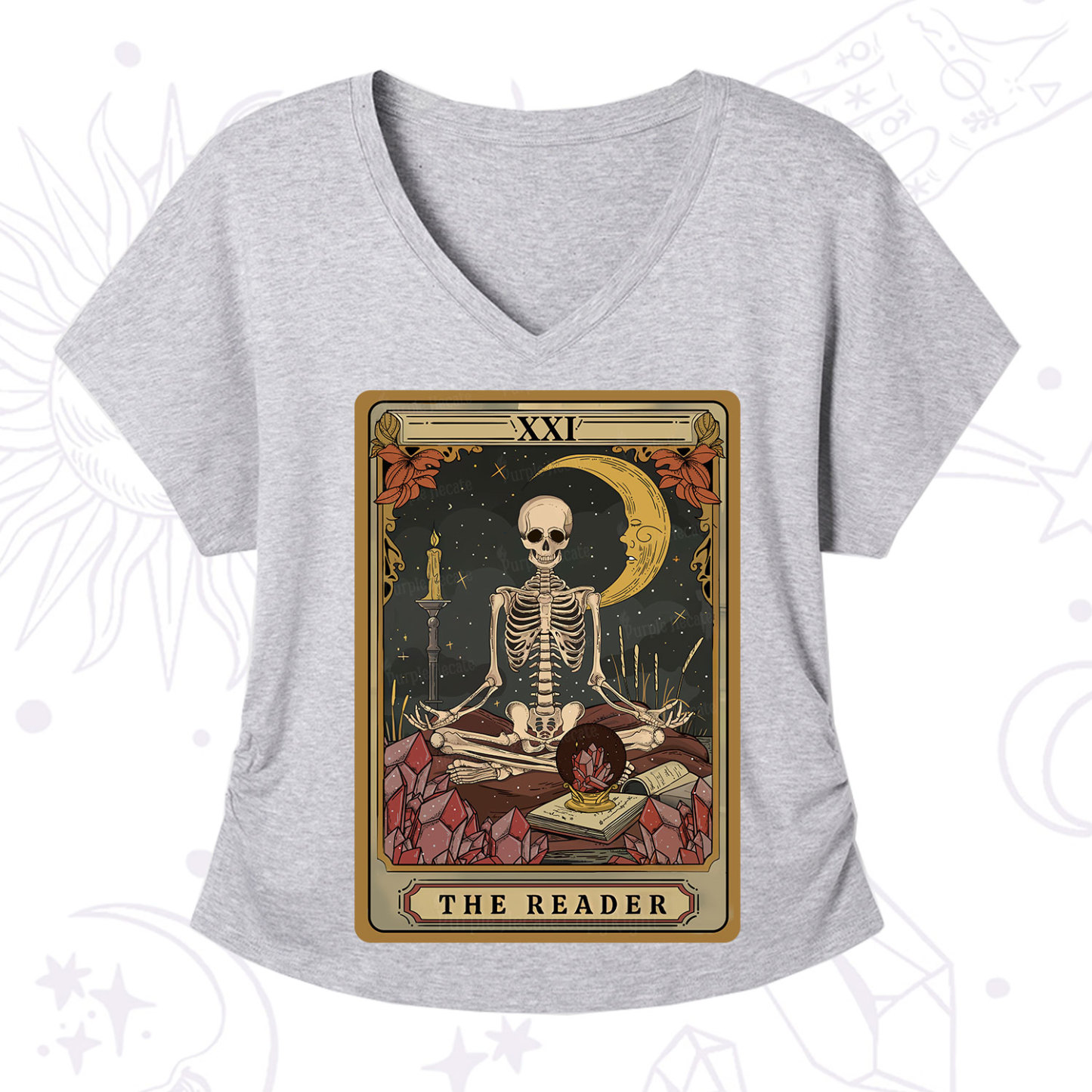 Purplehecate The Reader Tarot V-Neck T-Shirt