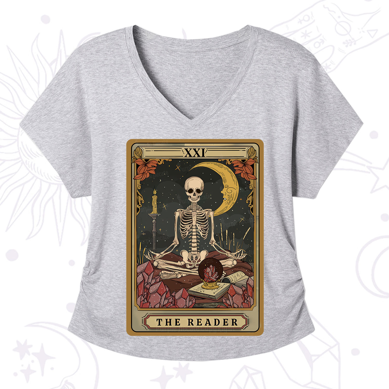 Purplehecate The Reader Tarot V-Neck T-Shirt