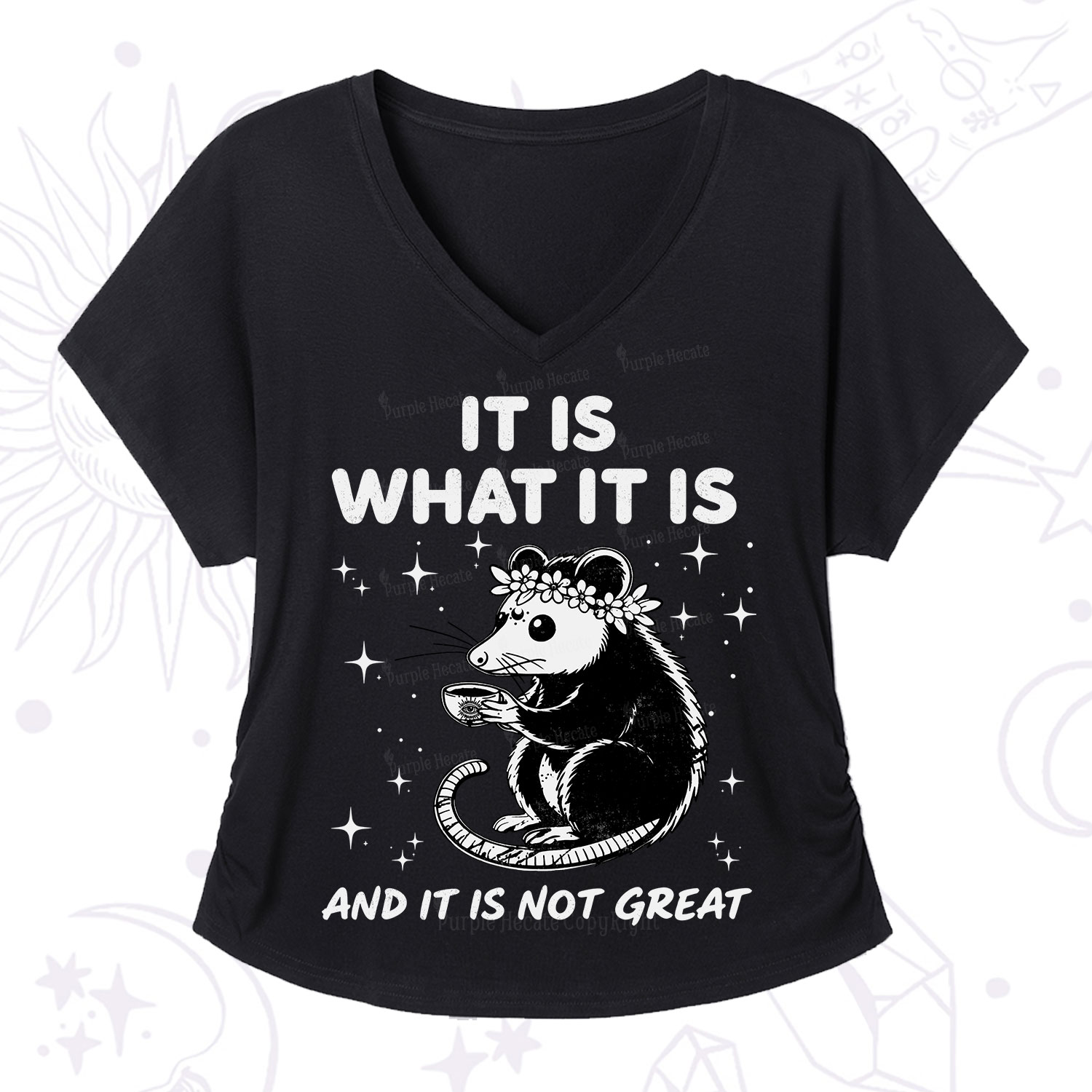 Purplehecate Possum It Is What It Is V-Neck T-Shirt