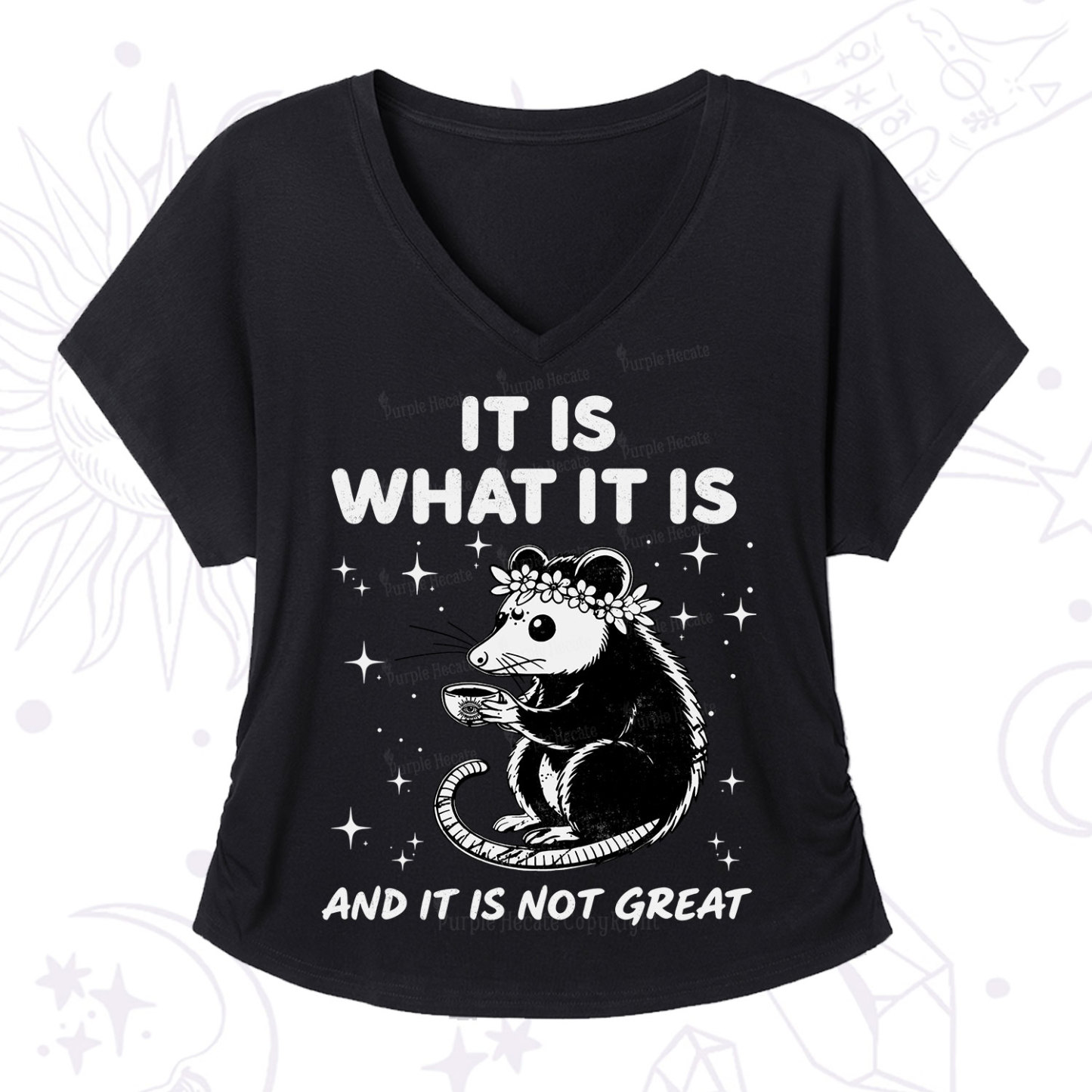 Purplehecate Possum It Is What It Is V-Neck T-Shirt