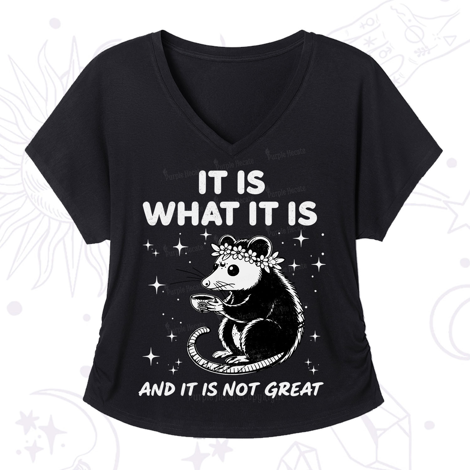 Purplehecate Possum It Is What It Is V-Neck T-Shirt