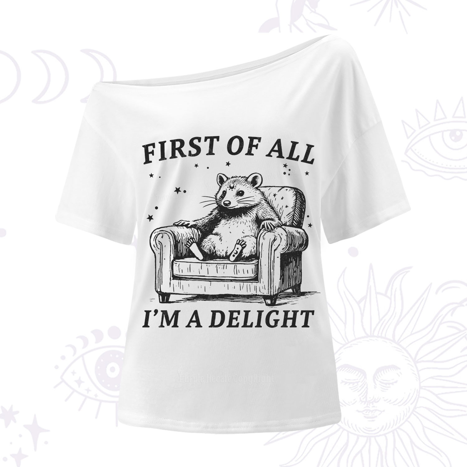 Purplehecate First Of All I'm A Delight Opossum One Shoulder T-Shirt