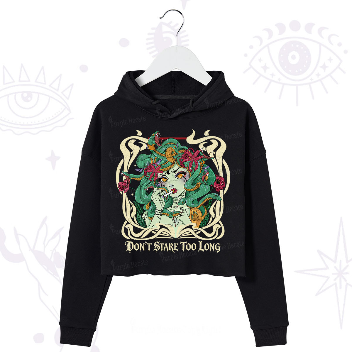 Purplehecate Don't Stare Too Long Crop Hoodie