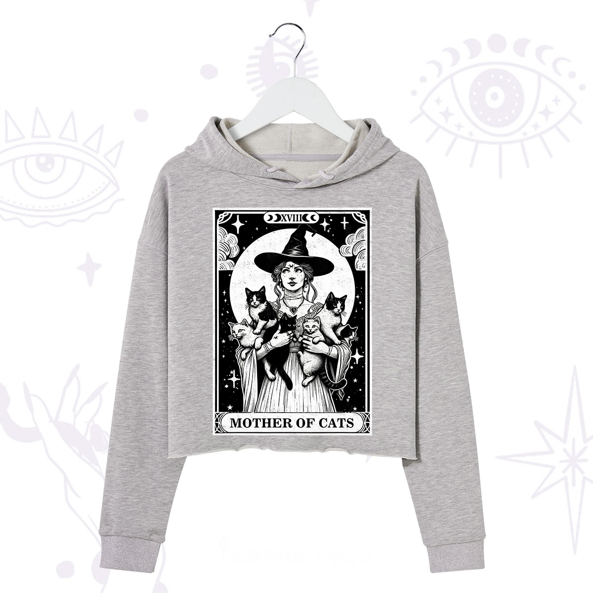 Purplehecate The Mother of Cats Tarot Crop Hoodie