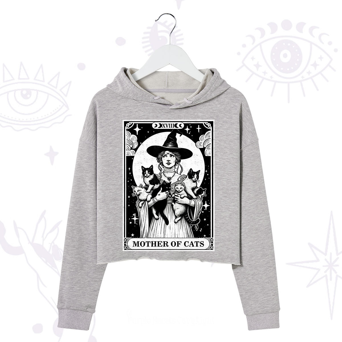 Purplehecate The Mother of Cats Tarot Crop Hoodie