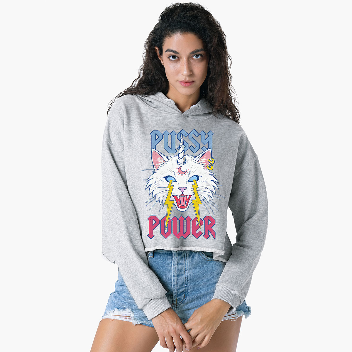 Purplehecate Pussy Power Crop Hoodie