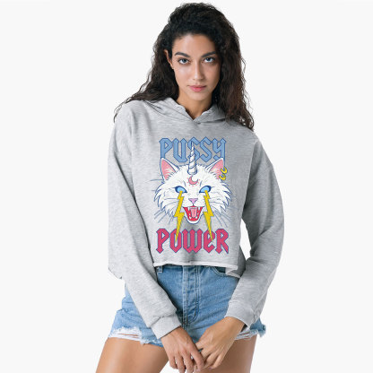 Purplehecate Pussy Power Crop Hoodie