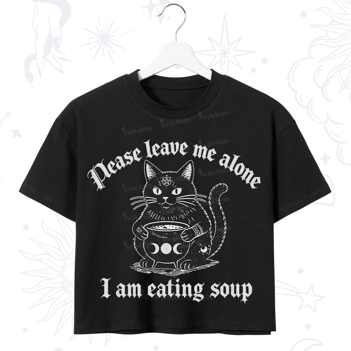 Purplehecate Magic Cat Eating Soup Crop T-Shirt