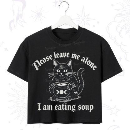 Purplehecate Magic Cat Eating Soup Crop T-Shirt