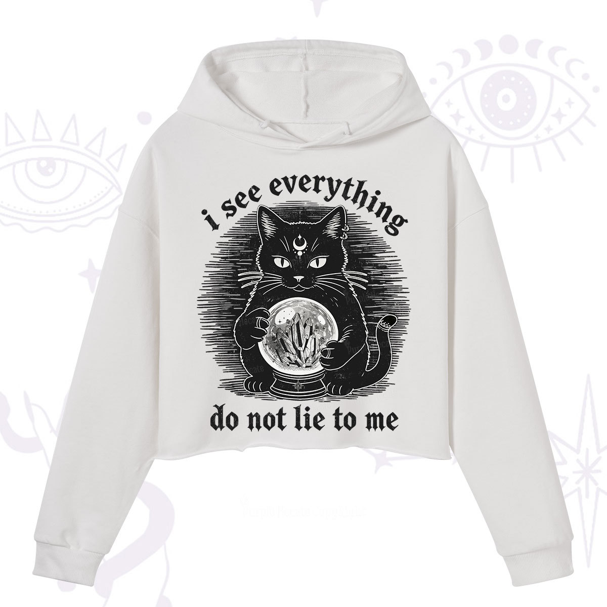 Purplehecate All Seeing Cat Crop Hoodie