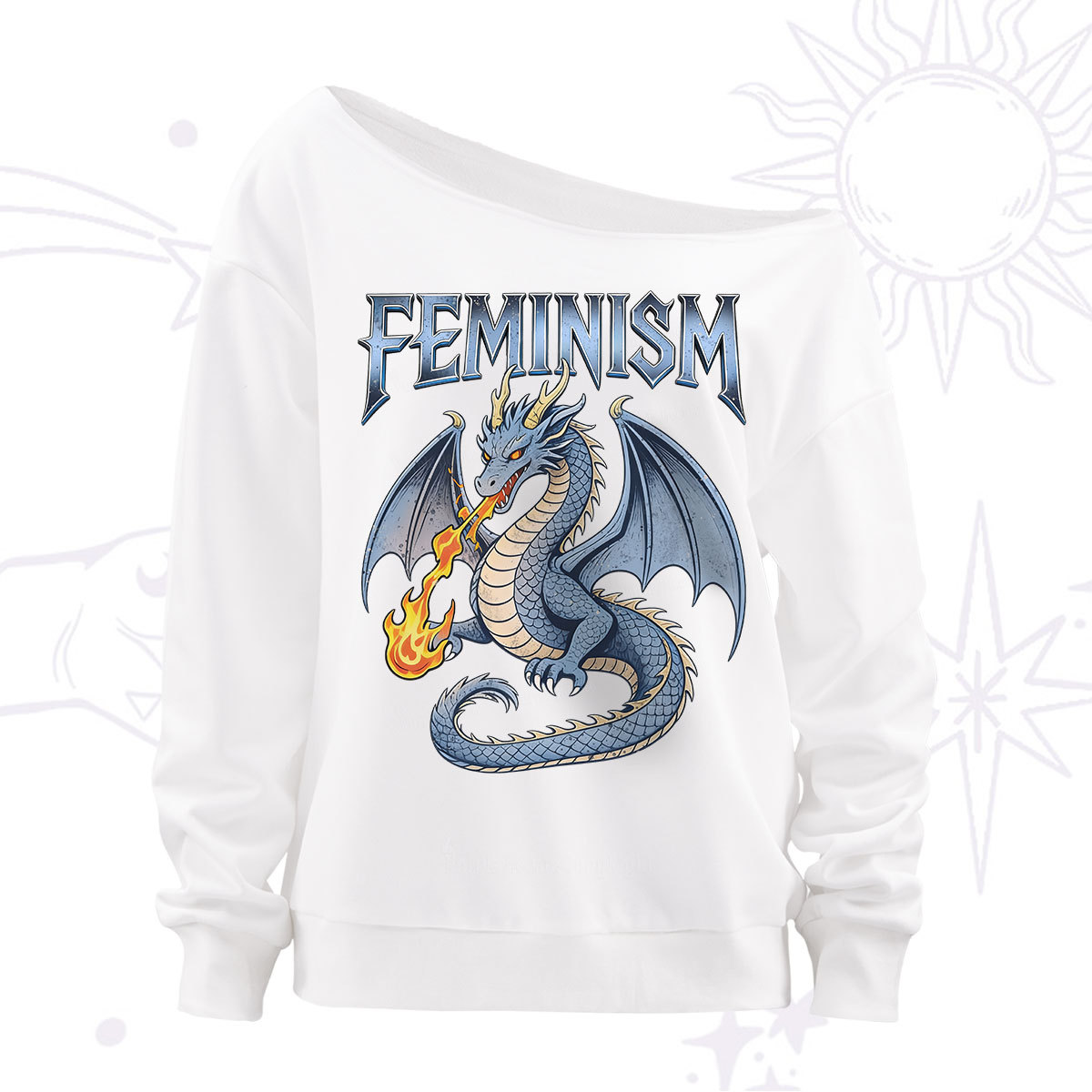 Purplehecate Feminism Dragon Fantasy Off The Shoulder Sweatshirt