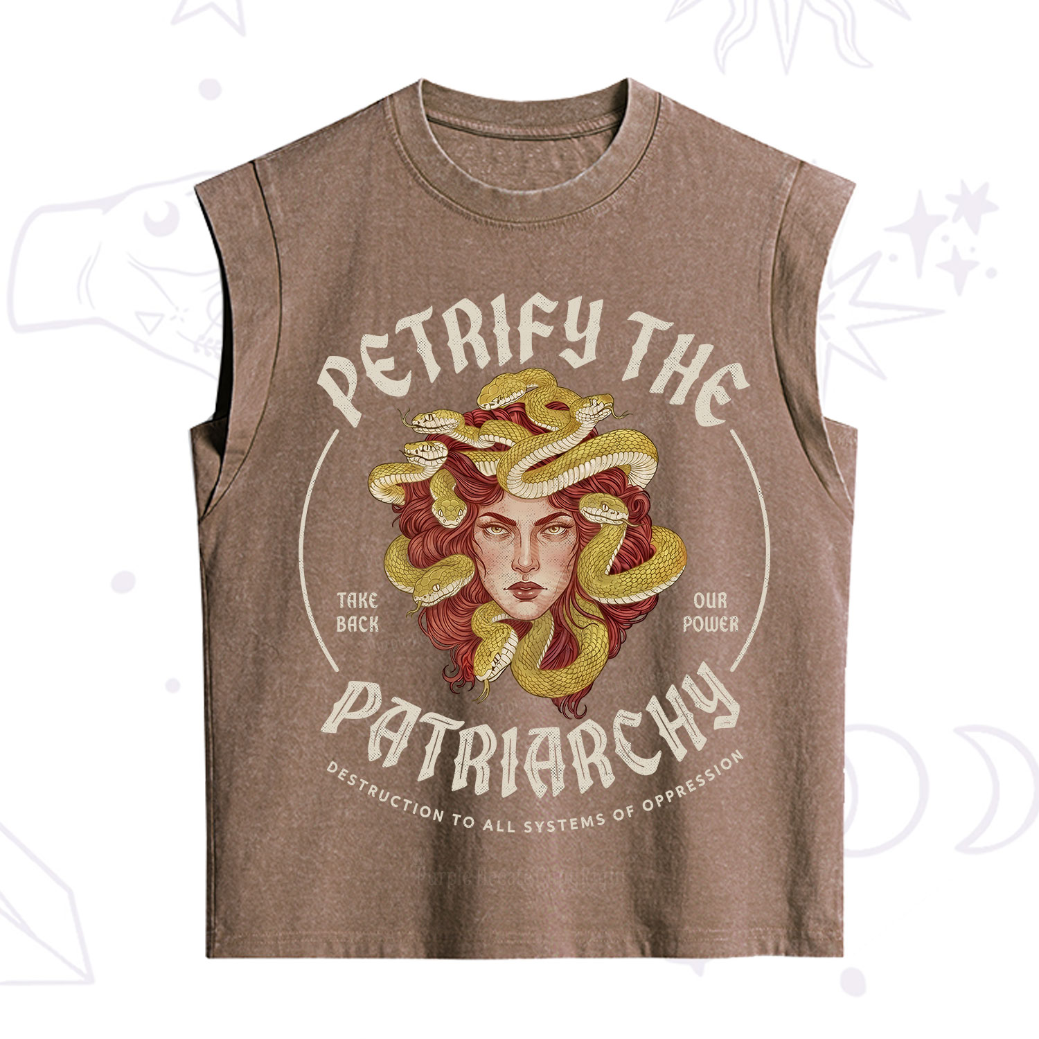 Purplehecate Petrify Patriarchy Medusa Vintage Washed Tank