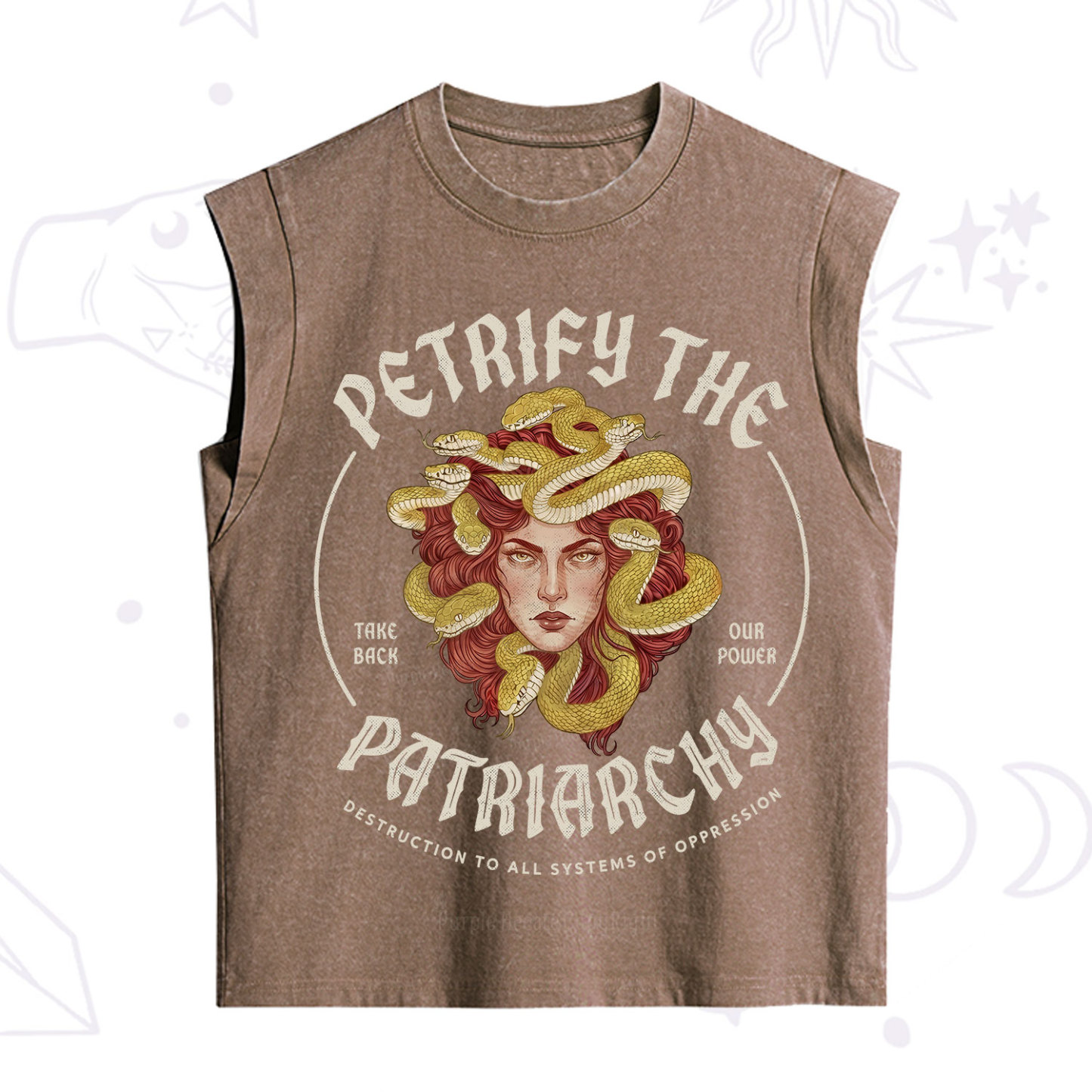 Purplehecate Petrify Patriarchy Medusa Vintage Washed Tank
