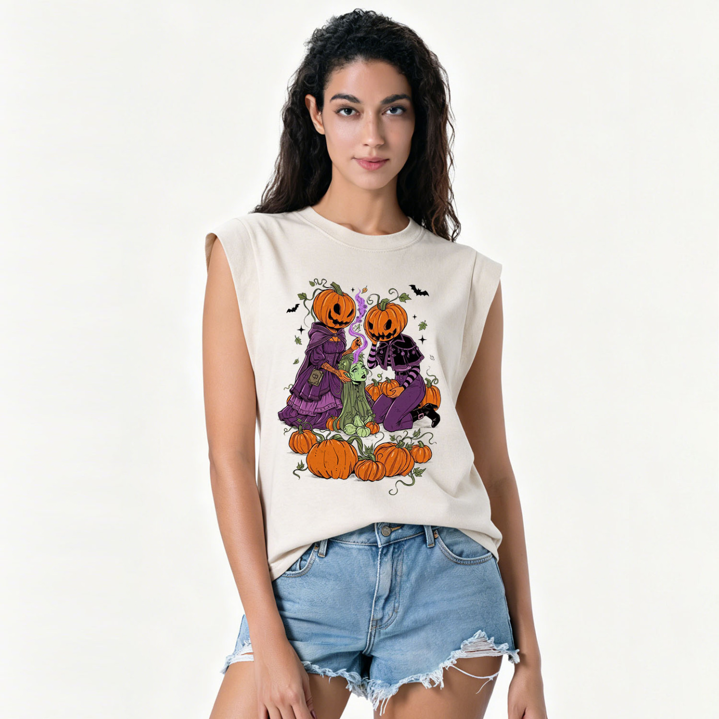 Purplehecate Spooky Witch Pumpkin Patch Vintage Washed Tank