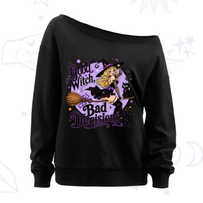 Purplehecate Good Witch Bad Decisions Off The Shoulder Sweatshirt