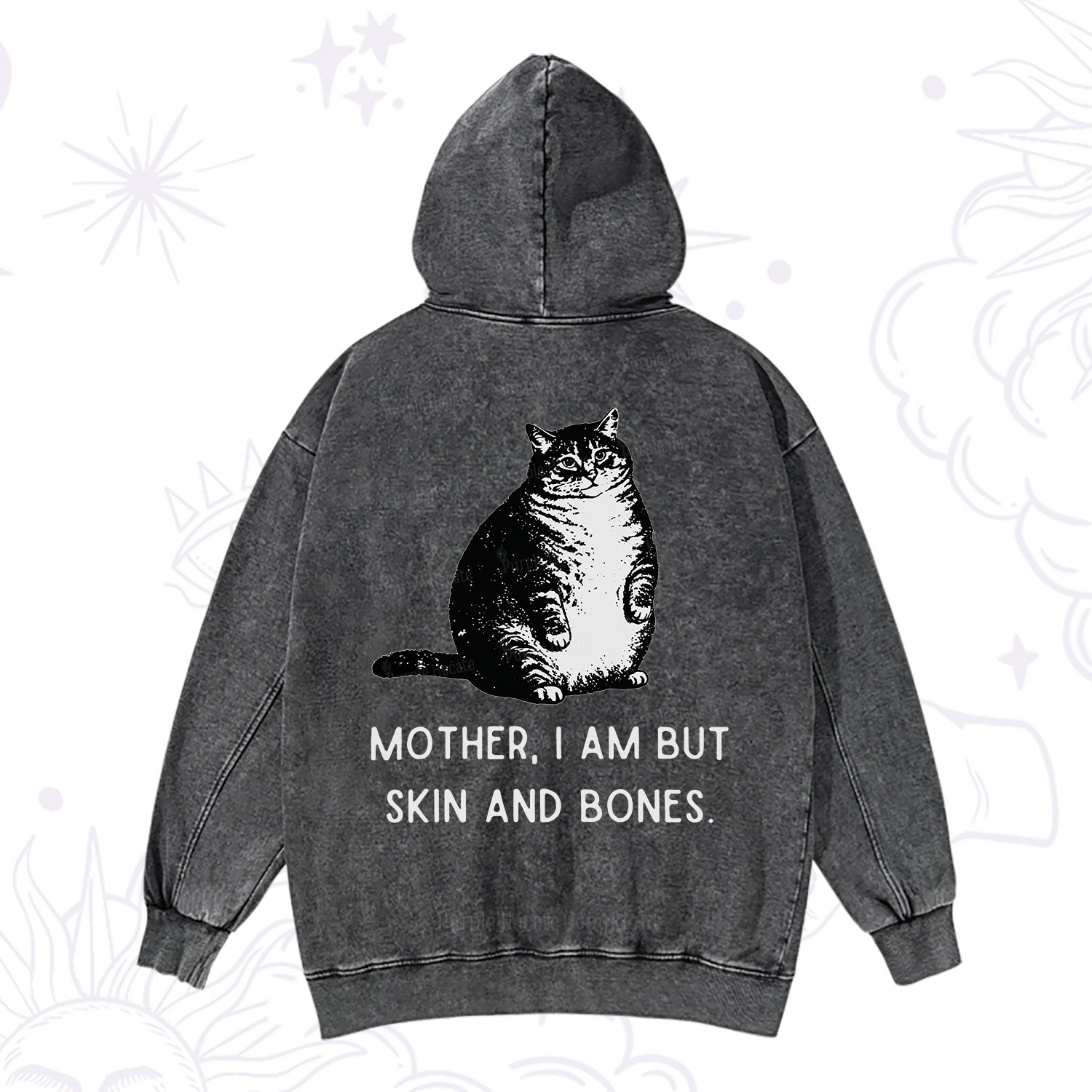 Purplehecate Cat Mother I Am But Skin And Bones Washed Hoodie