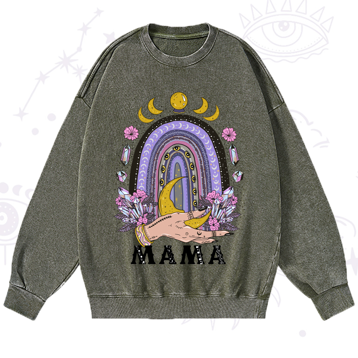Purplehecate Gothic Mama Rainbow Washed Sweatshirt