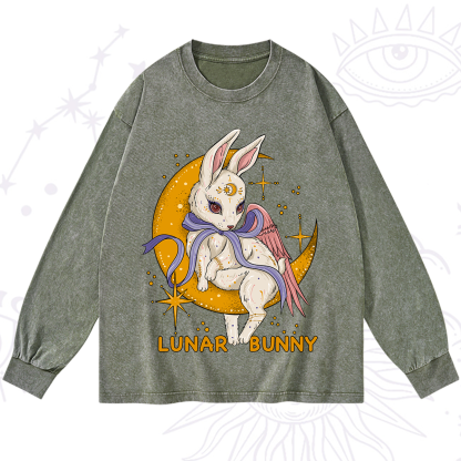 Purplehecate Lunar Bunny Easter Washed Long Sleeve Shirt