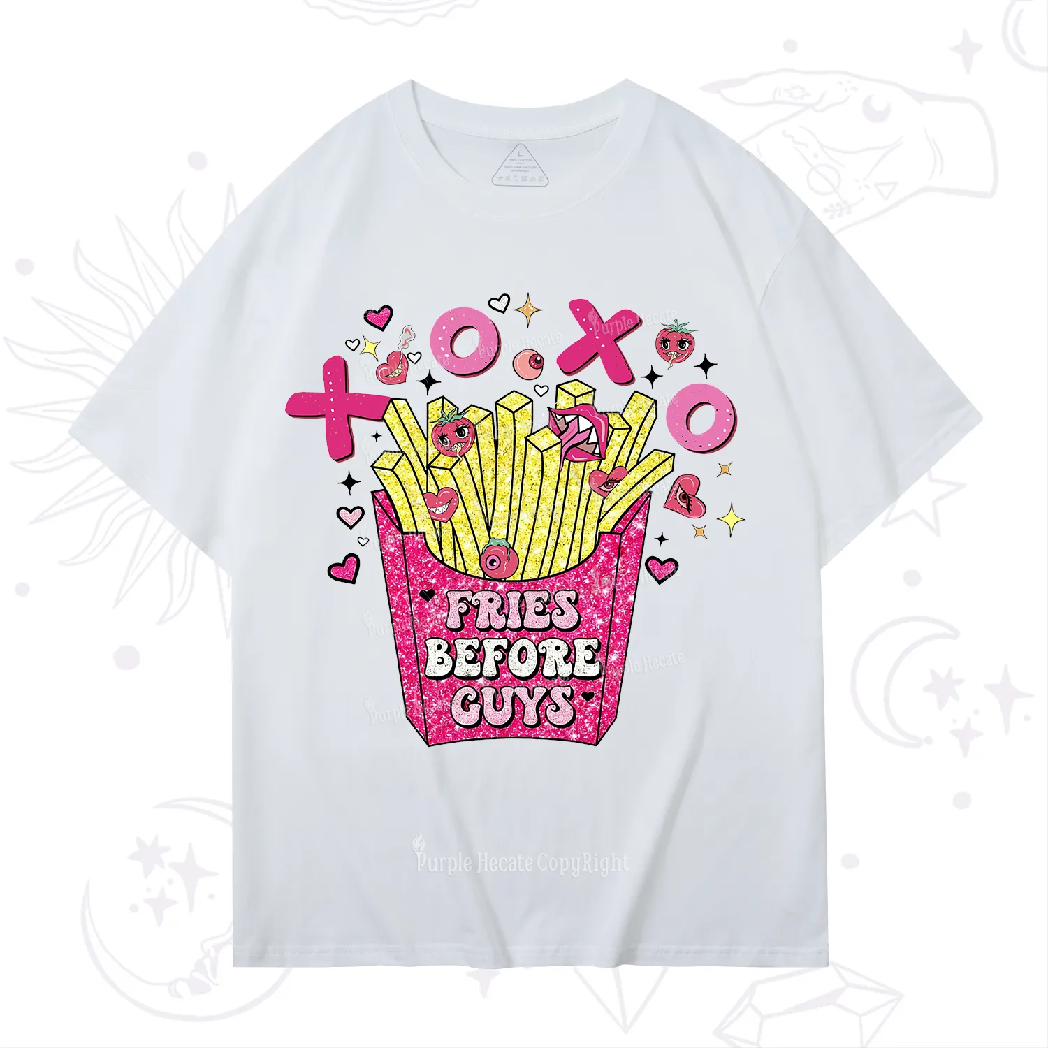 Purplehecate Fries Before Guys Valentine T-Shirt