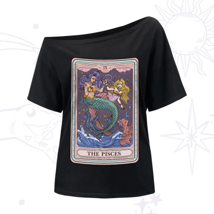 Purplehecate The Pisces Tarot One-Shoulder T-Shirt