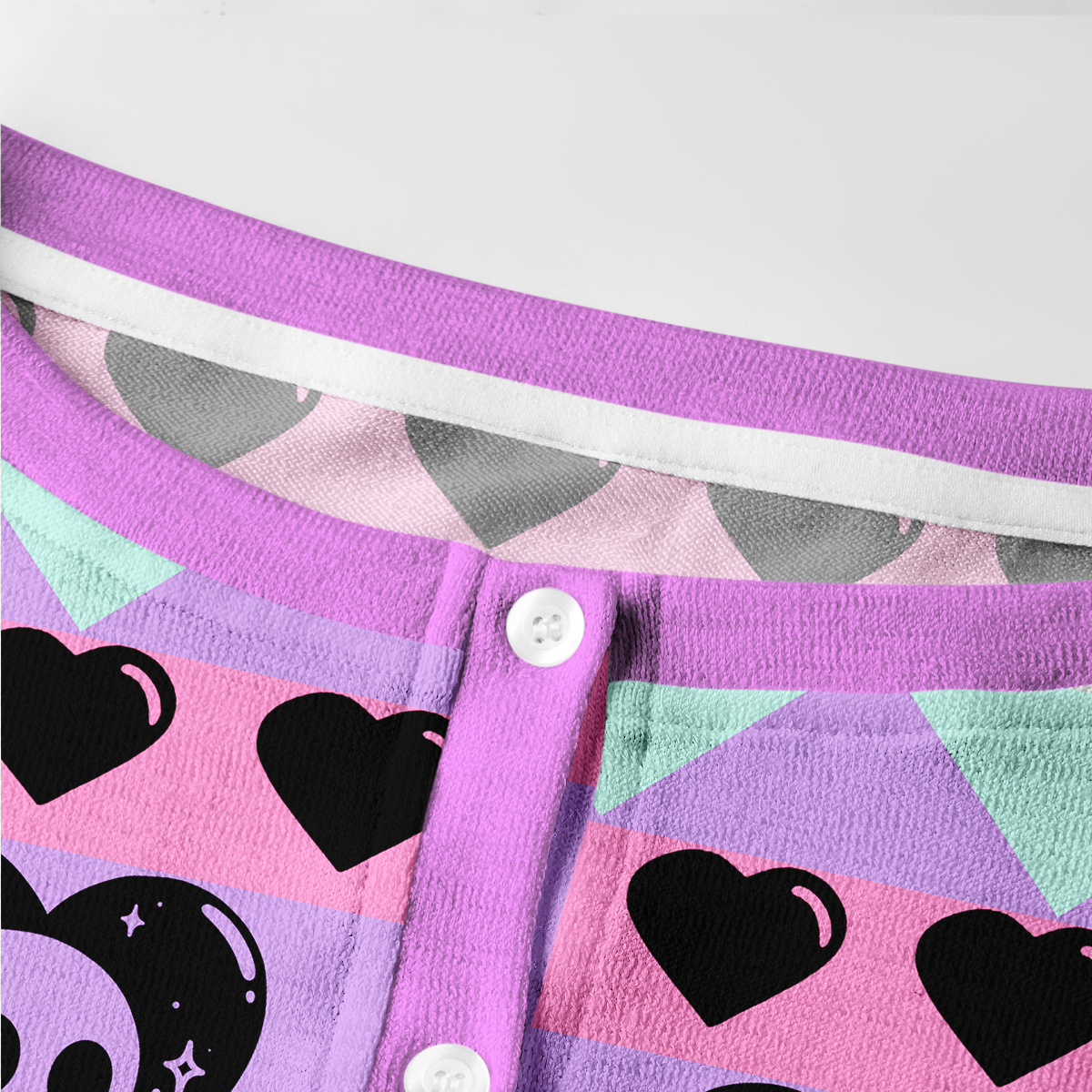 Purplehecate Sweet Yet Spooky Skull Heart Knit Cardigan
