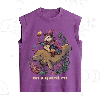 Purplehecate Opossum Wizard on Sea Quest Vintage Washed Tank