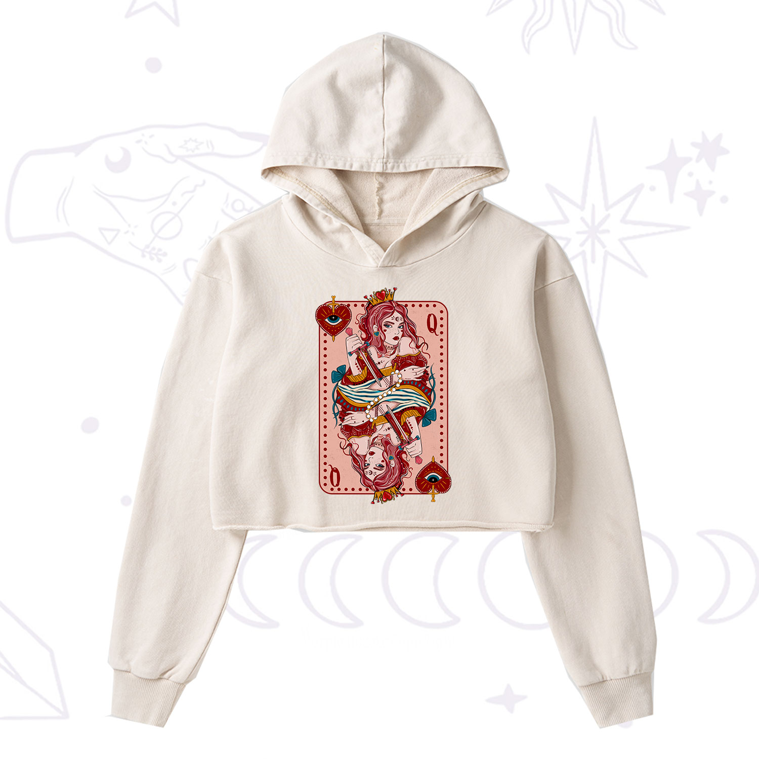 Purplehecate Queen of Hearts Washed Cropped Hoodie