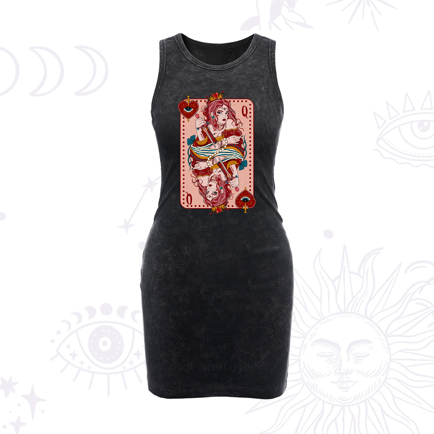 Purplehecate Queen of Hearts Vintage Bodycon Tank Dress