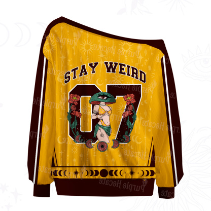 Purplehecate Stay Weird Off The Shoulder Graphic Jersey
