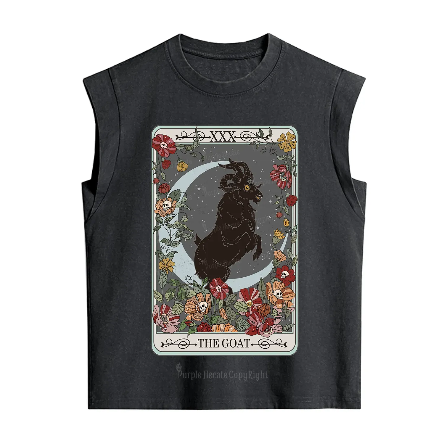 Purplehecate The Goat Tarot Card Vintage Washed Tank