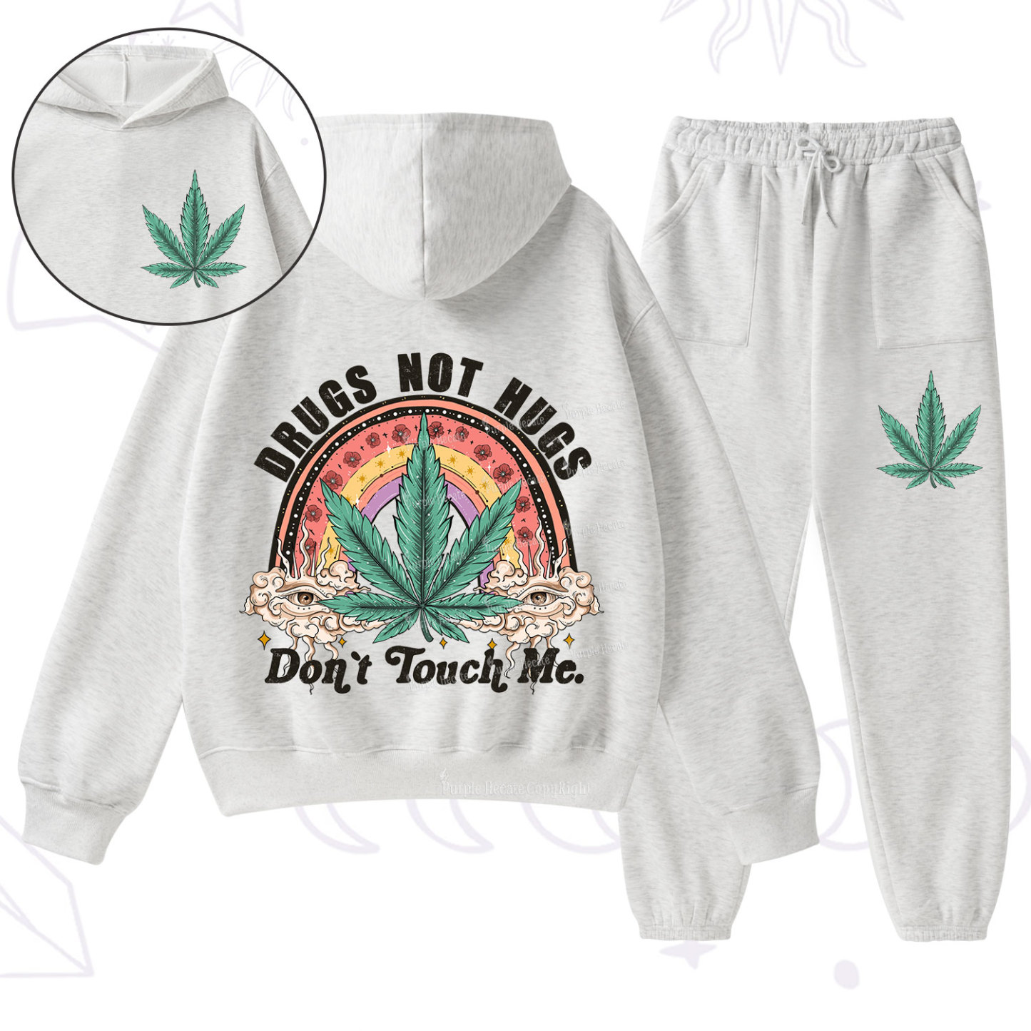 Purplehecate Drugs Not Hugs Fleece Hoodie Suit