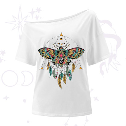 Purplehecate Dreamcatcher Moth Wings One-Shoulder T-Shirt