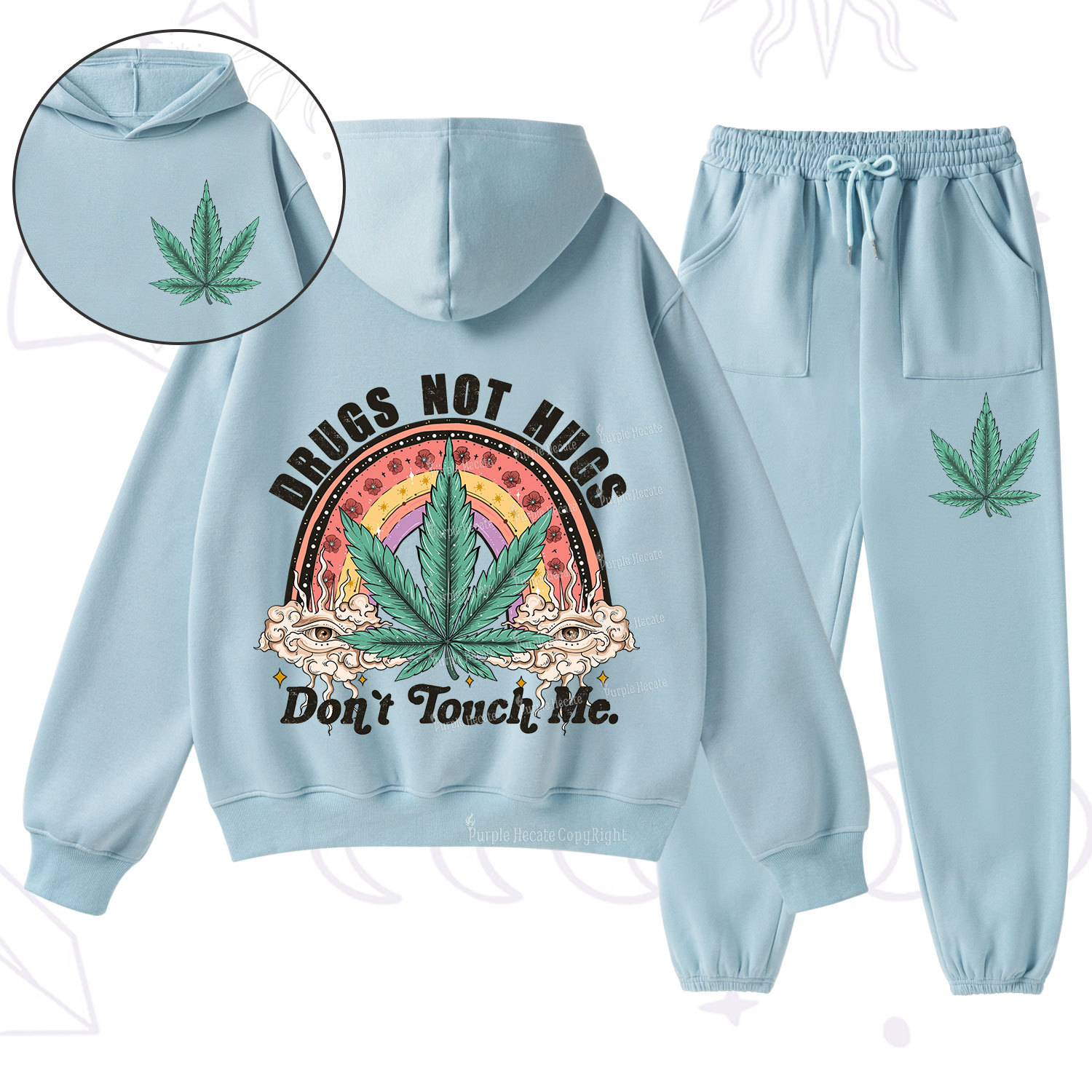 Purplehecate Drugs Not Hugs Fleece Hoodie Suit
