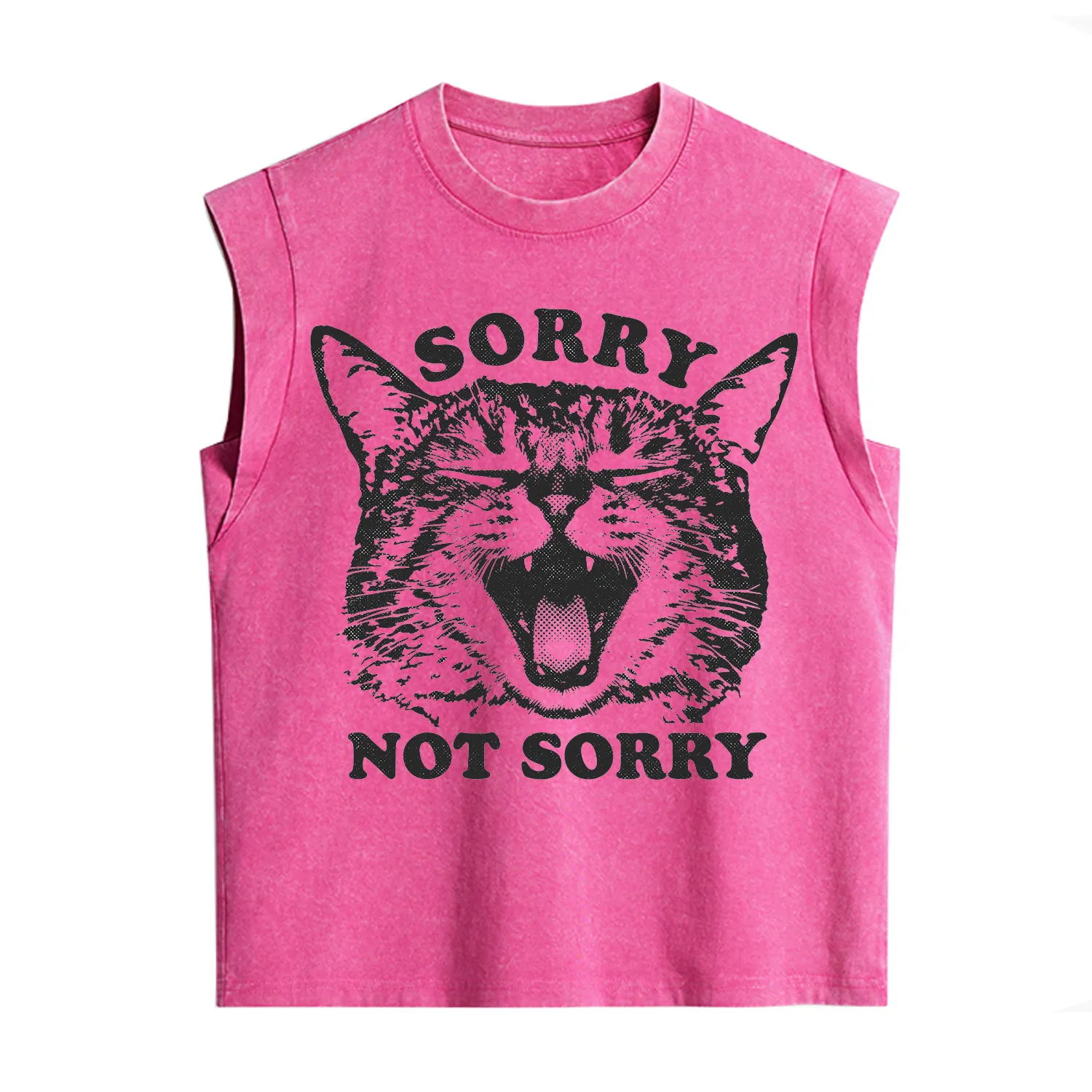 Purplehecate Sorry Not Sorry Funny Cat Vintage Washed Tank