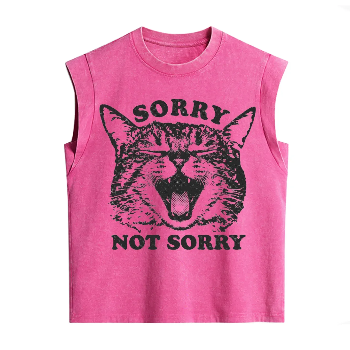 Purplehecate Sorry Not Sorry Funny Cat Vintage Washed Tank