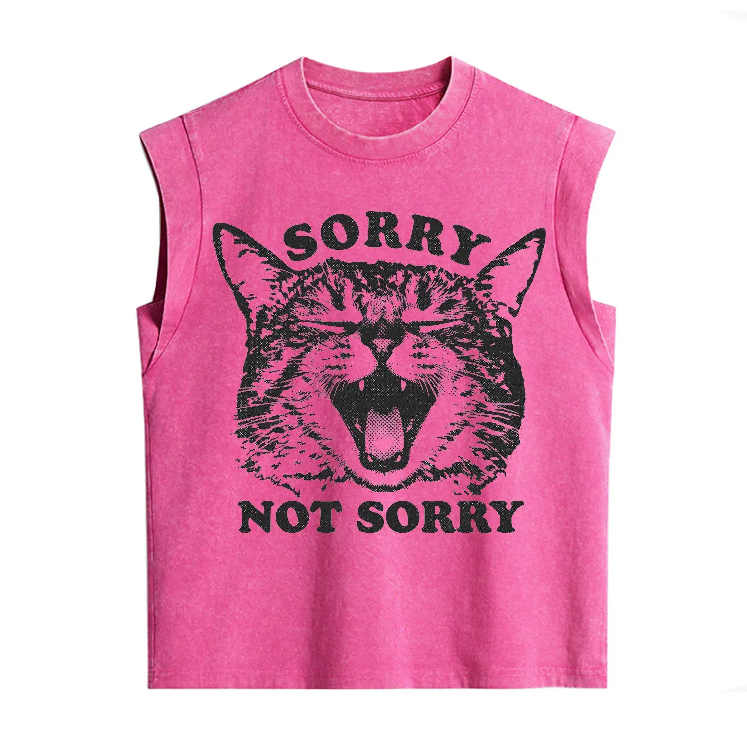 Purplehecate Sorry Not Sorry Funny Cat Vintage Washed Tank