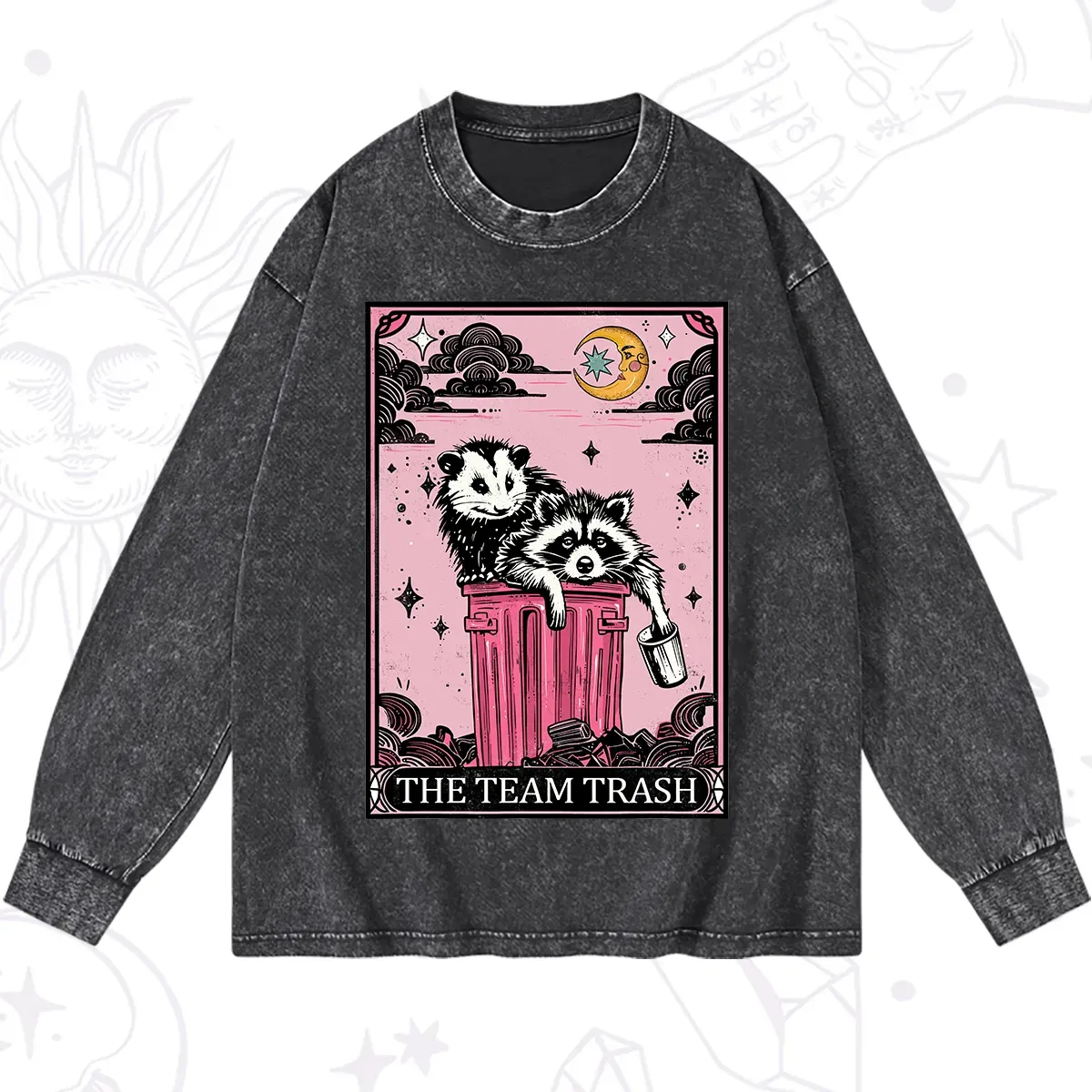 Purplehecate The Team Trash Raccoon & Possum Tarot Washed Long Sleeve 