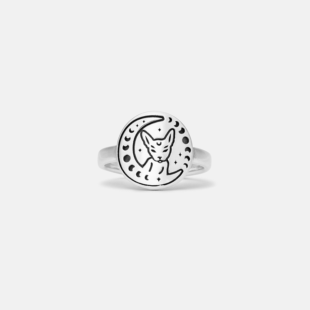 Purplehecate Celestial Cat Sterling Silver Ring