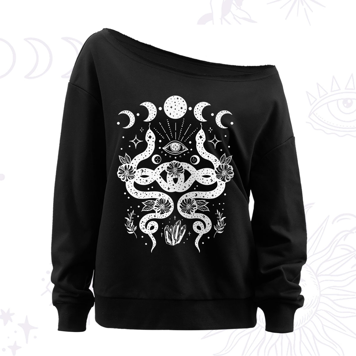 Purplehecate The You Can Learn Latte Art Oracle Card Off The Shoulder Sweatshirt