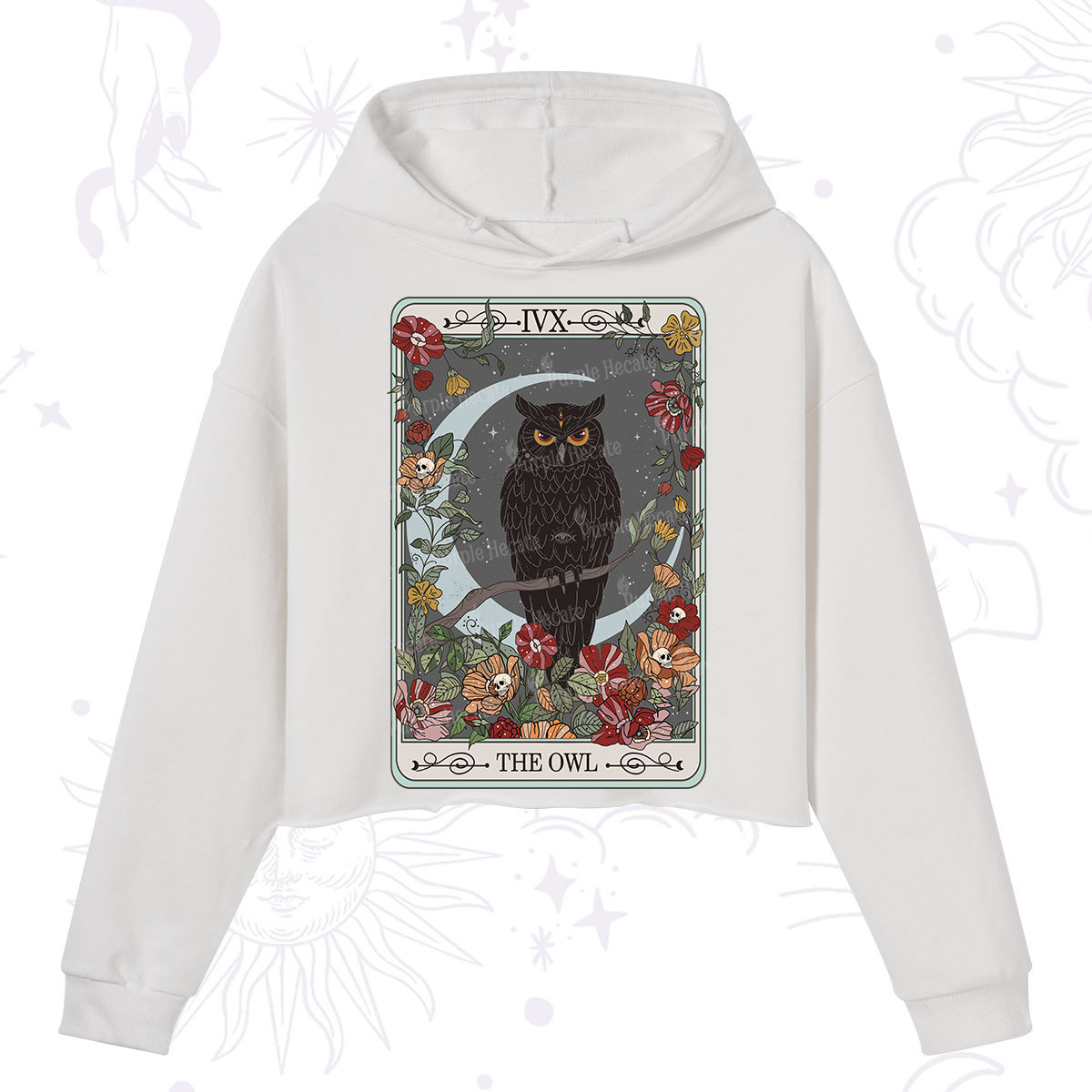 Purplehecate The Owl Tarot Crop Hoodie