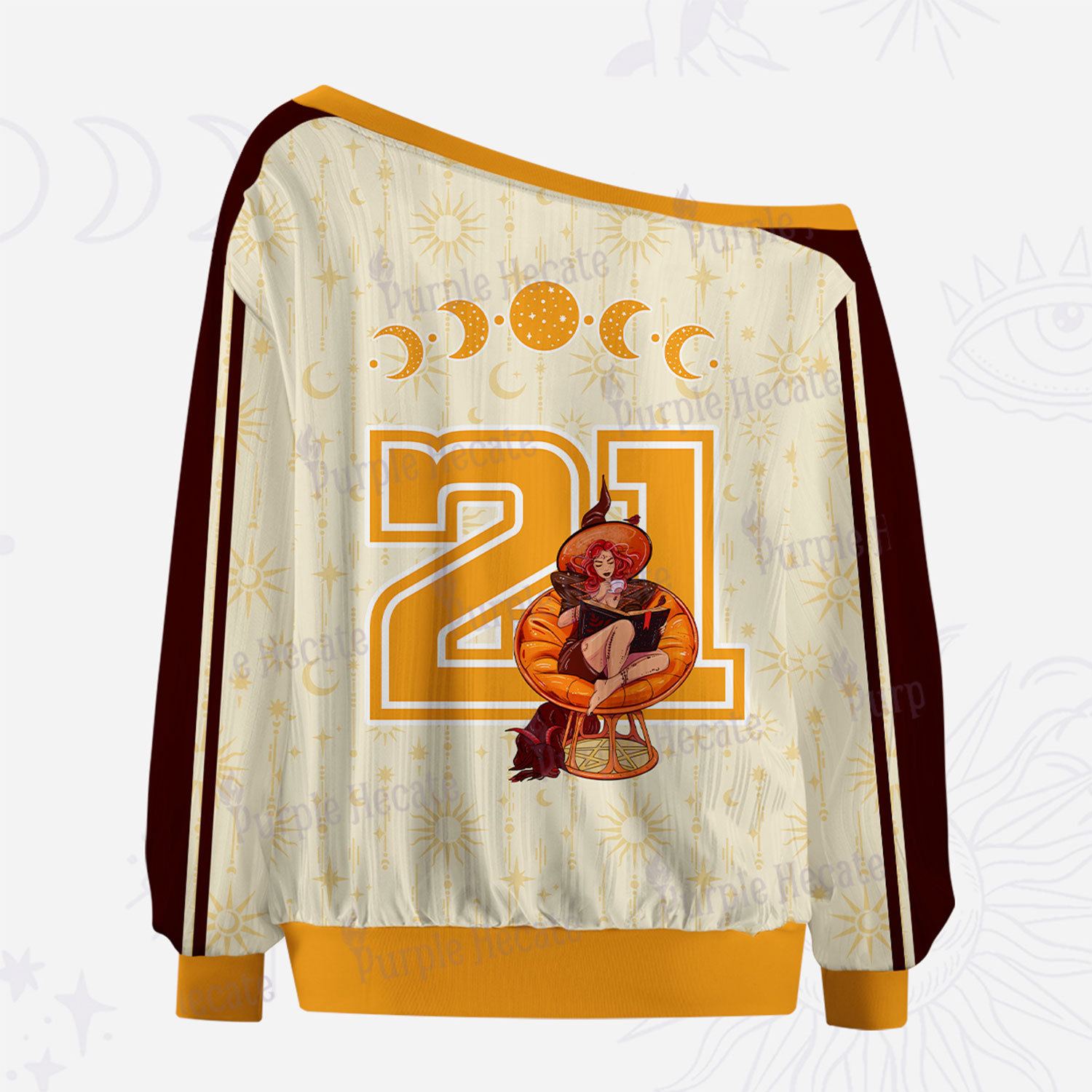 Purplehecate The Reader Moonlit Tales Off The Shoulder Graphic Jersey