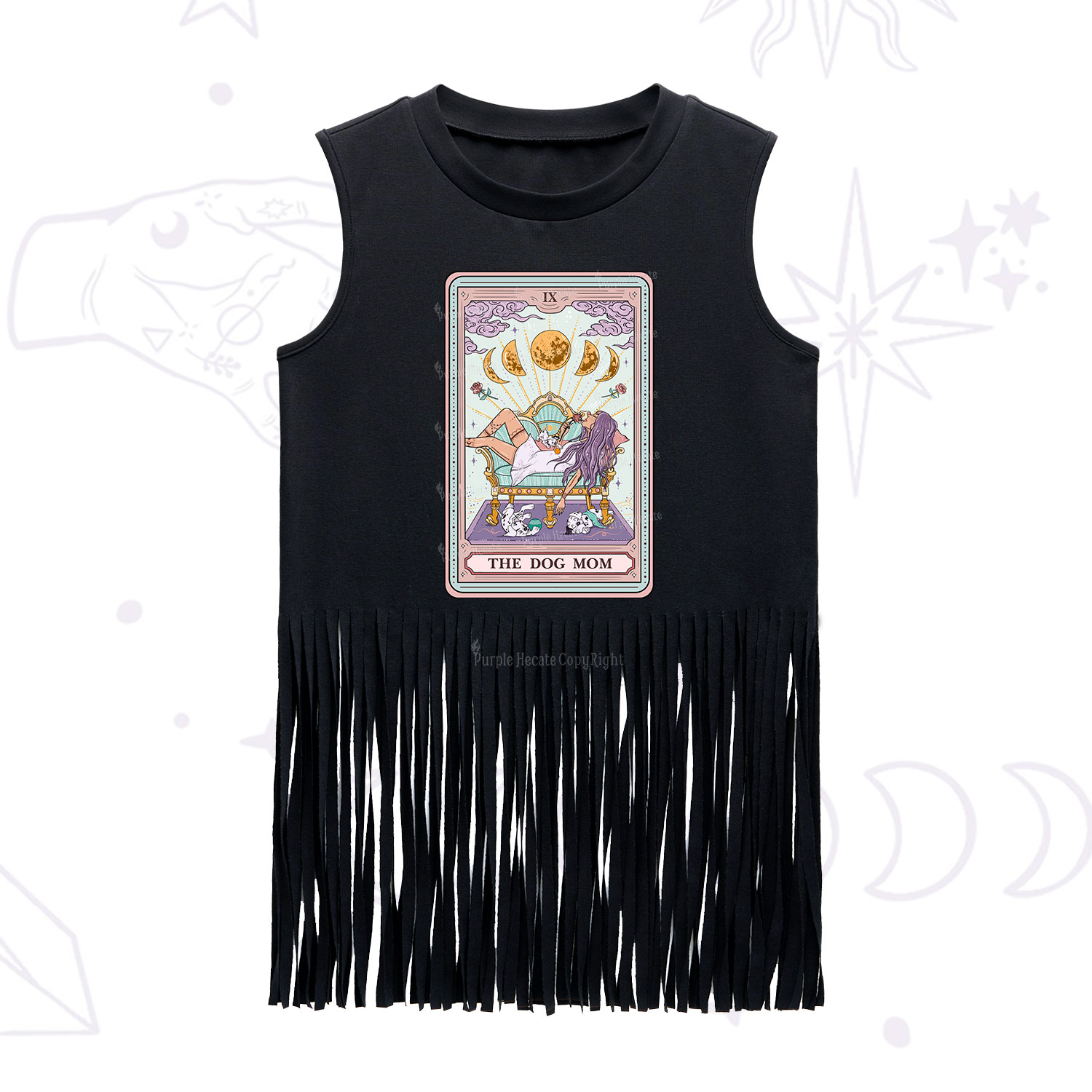 Purplehecate The Dog Mom Tarot Fringe Tank Top