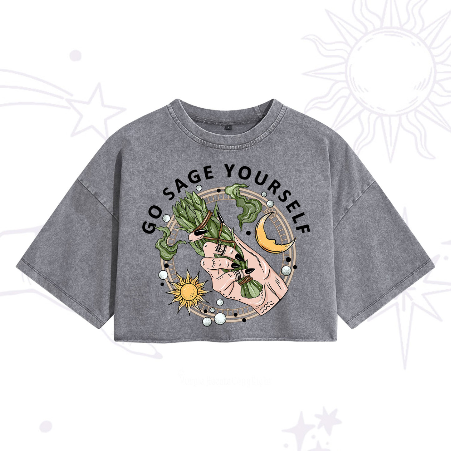 Purplehecate Go Sage Yourself Washed Cropped T-Shirt