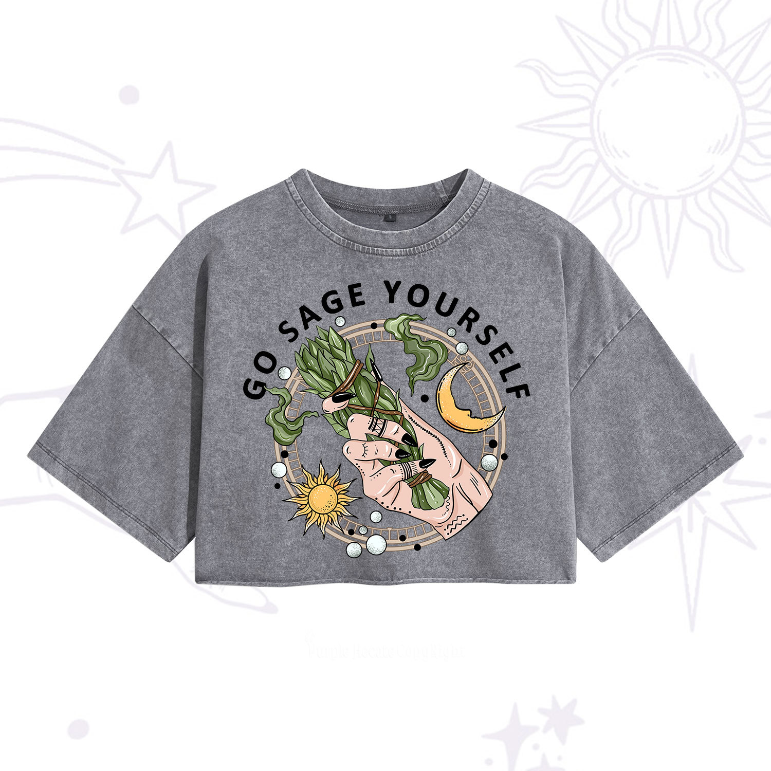 Purplehecate Go Sage Yourself Washed Cropped T-Shirt