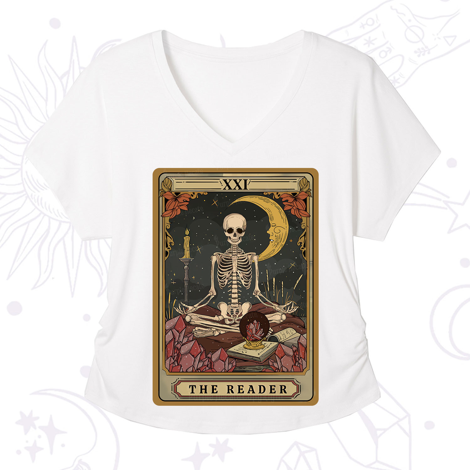 Purplehecate The Reader Tarot V-Neck T-Shirt